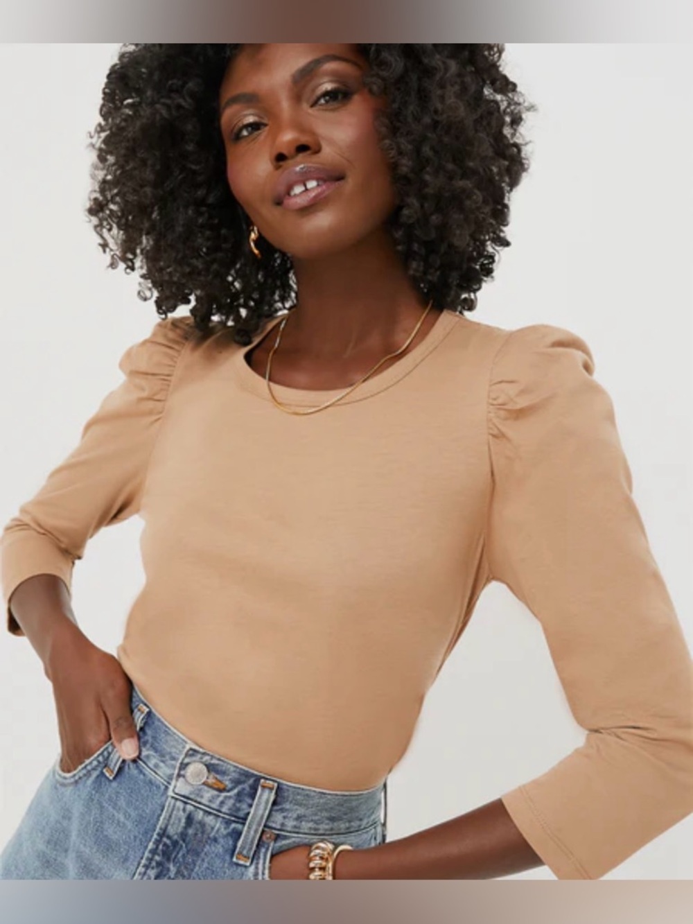 Pomander Place Tan Vesty Long Sleeve Crewneck